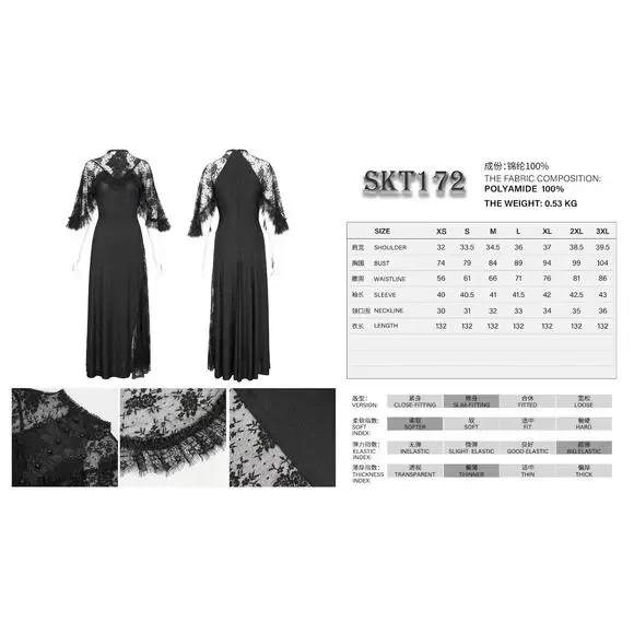 Devil Fashion Gothic Victorian 1930s 'Birds of a Feather' Lace Maxi Gown Dress - Picture 16 of 16